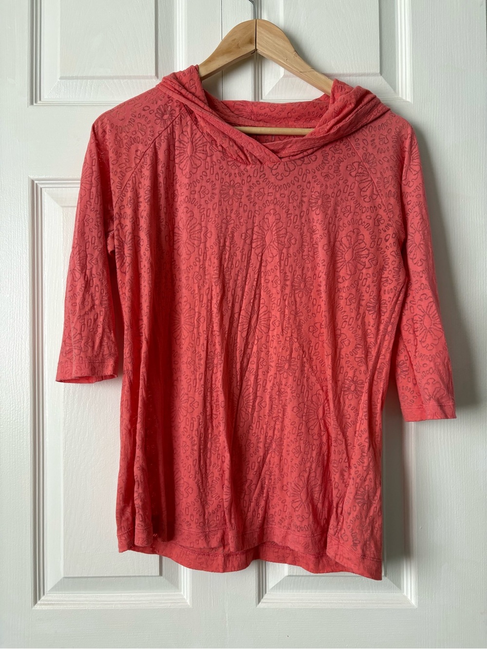 Columbia Coral Pink Hooded 3/4 Sleeve Top